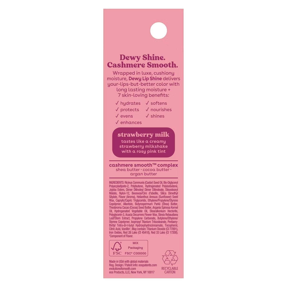 NEW! eos Dewy Lip Shine – Strawberry Milk – 0.35 fl oz