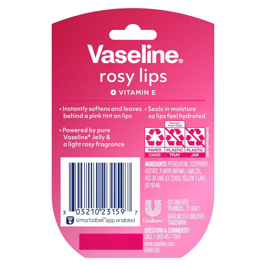 Vaseline Lip Therapy Mini Lip Balm – Rosy – Travel Size – 0.25 oz