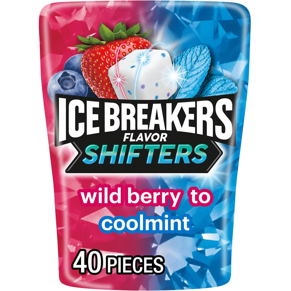 ICE BREAKERS ICE CUBES Flavor Shifters Wild Berry Coolmint Chewing Gum – 40pcs