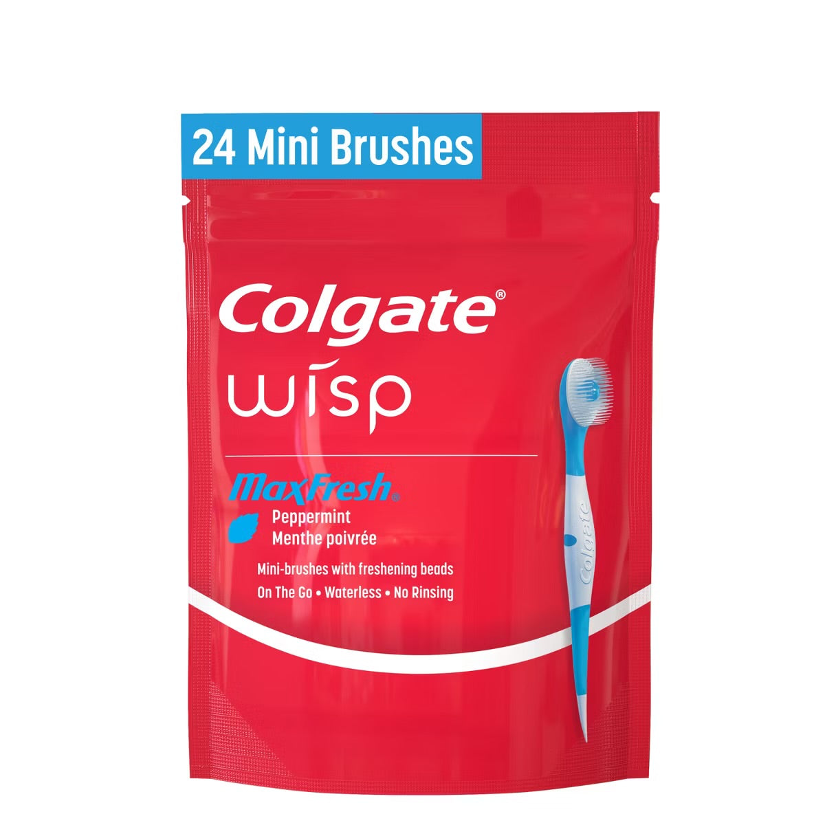 Colgate Wisp Mini Travel Toothbrushes - Peppermint - Pack of 24