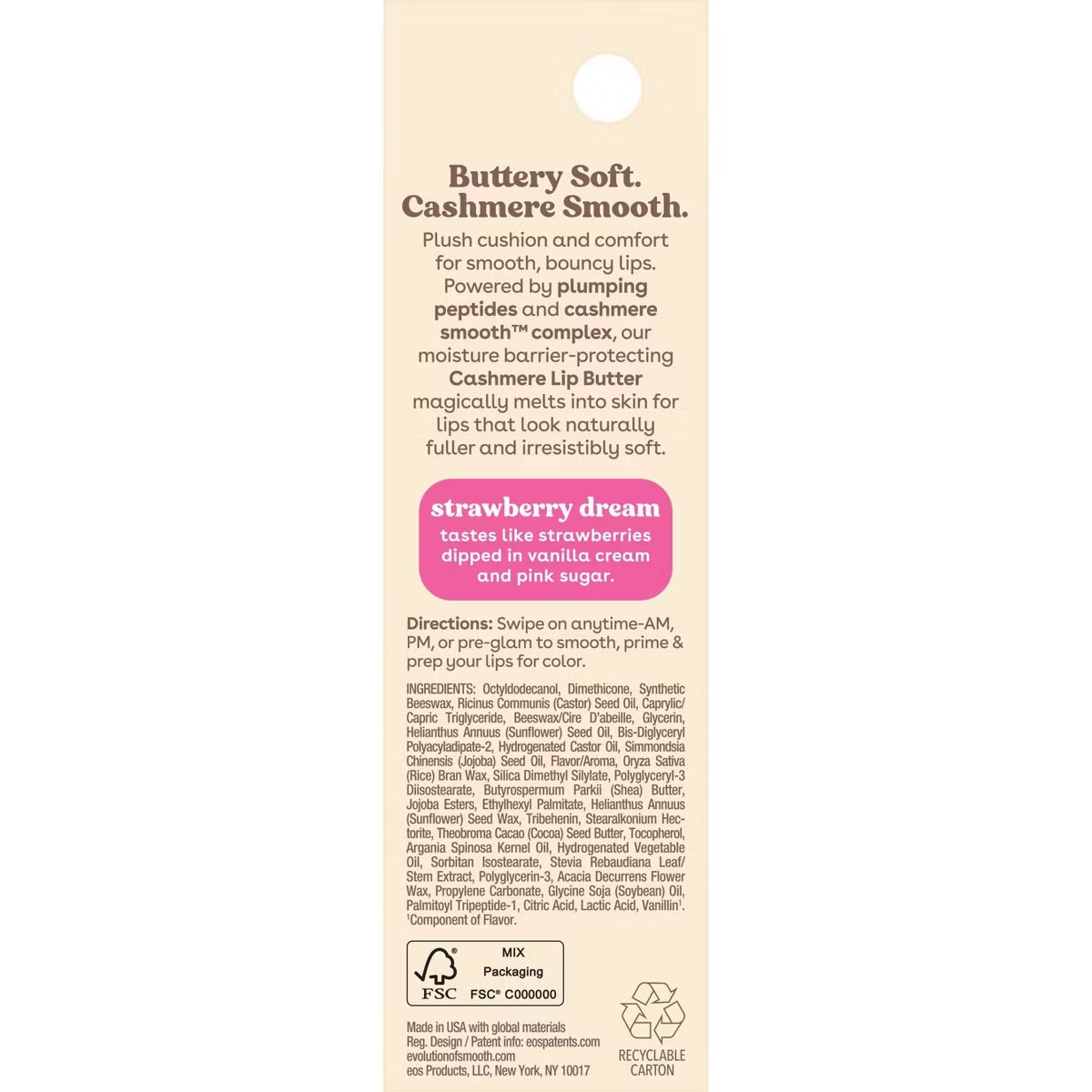 NEW! eos Cashmere Lip Butter – Strawberry Dream – 0.35 fl oz