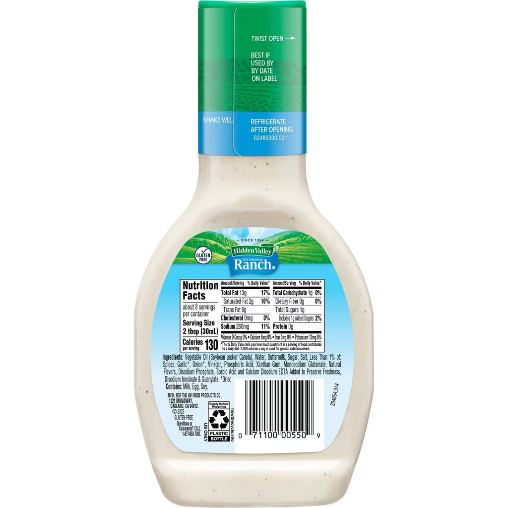 Hidden Valley Original Ranch Salad Dressing & Topping - Gluten Free - 8 fl oz