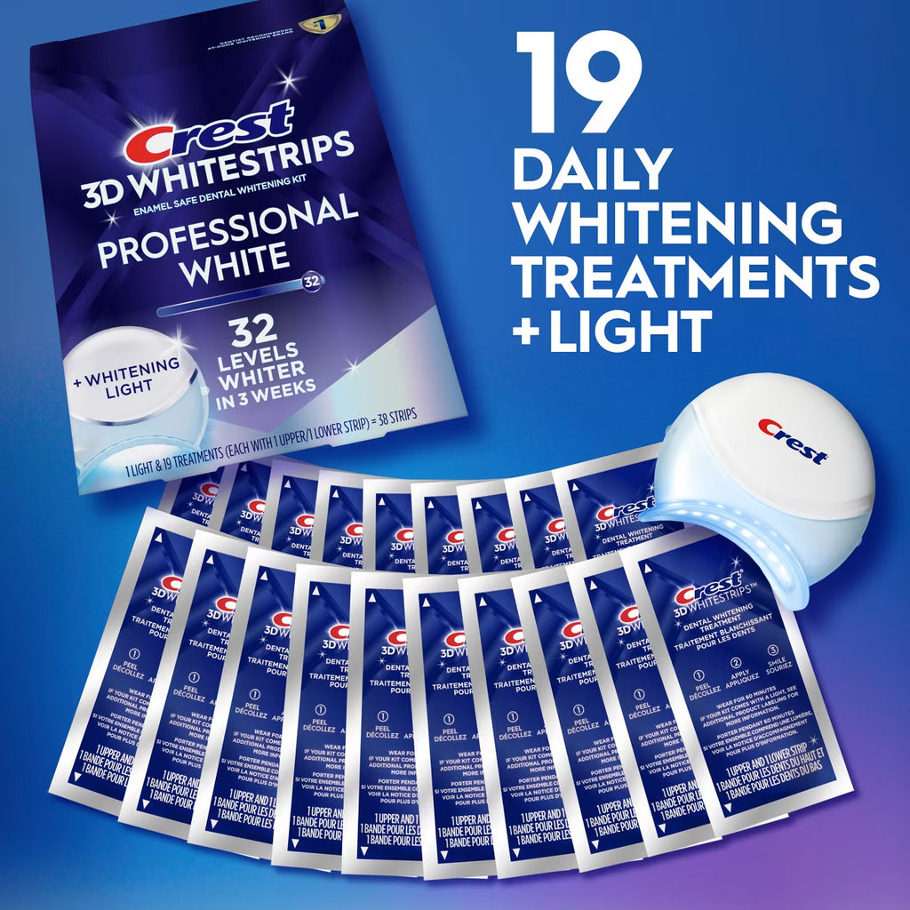 Crest 3D Whitestrips Professional White + Whitening Light Teeth Whitening Kit – 19 Treatments