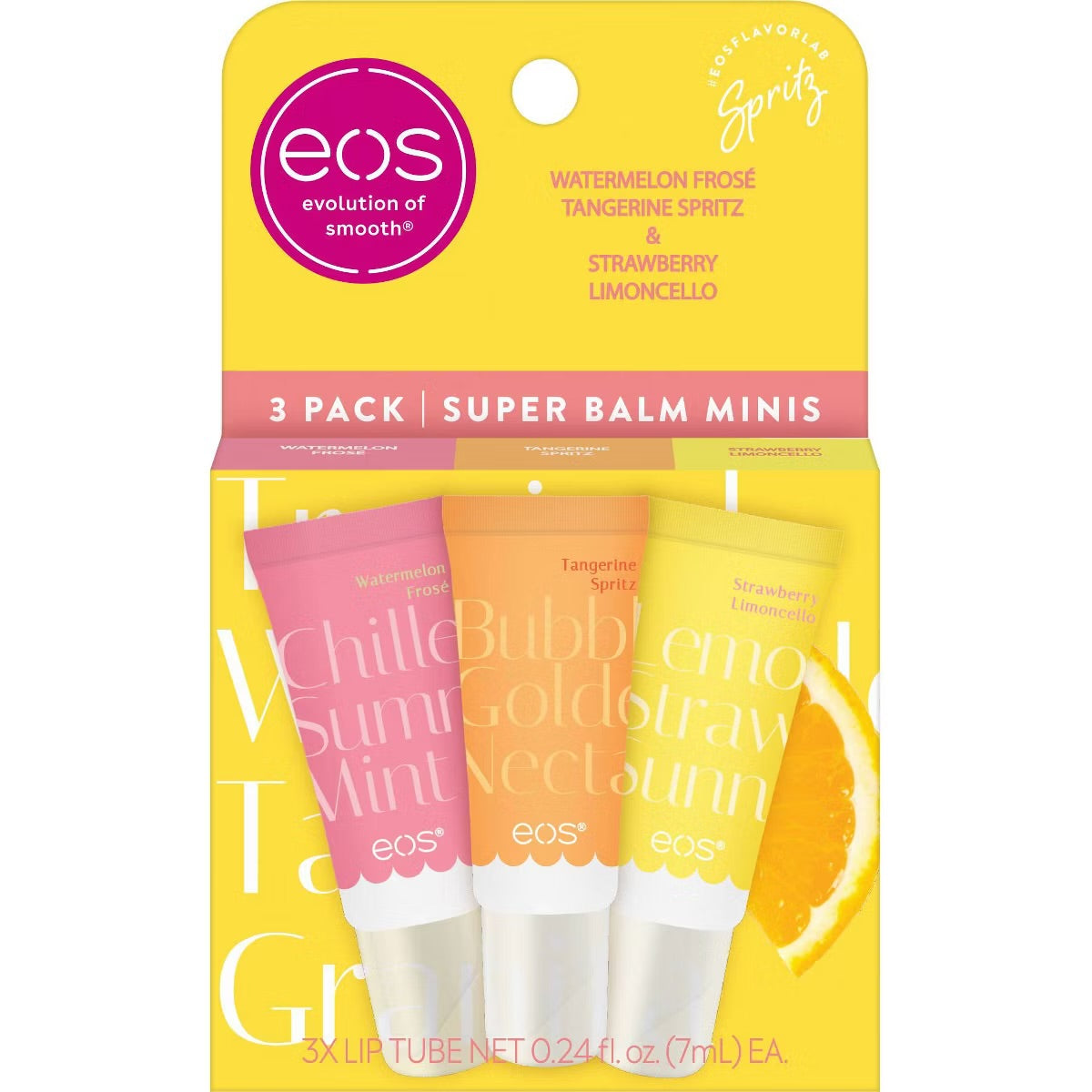 eos 24H Moisture Super Balm Minis - Watermelon Frosé, Tangerine Spritz, Strawberry Limoncello