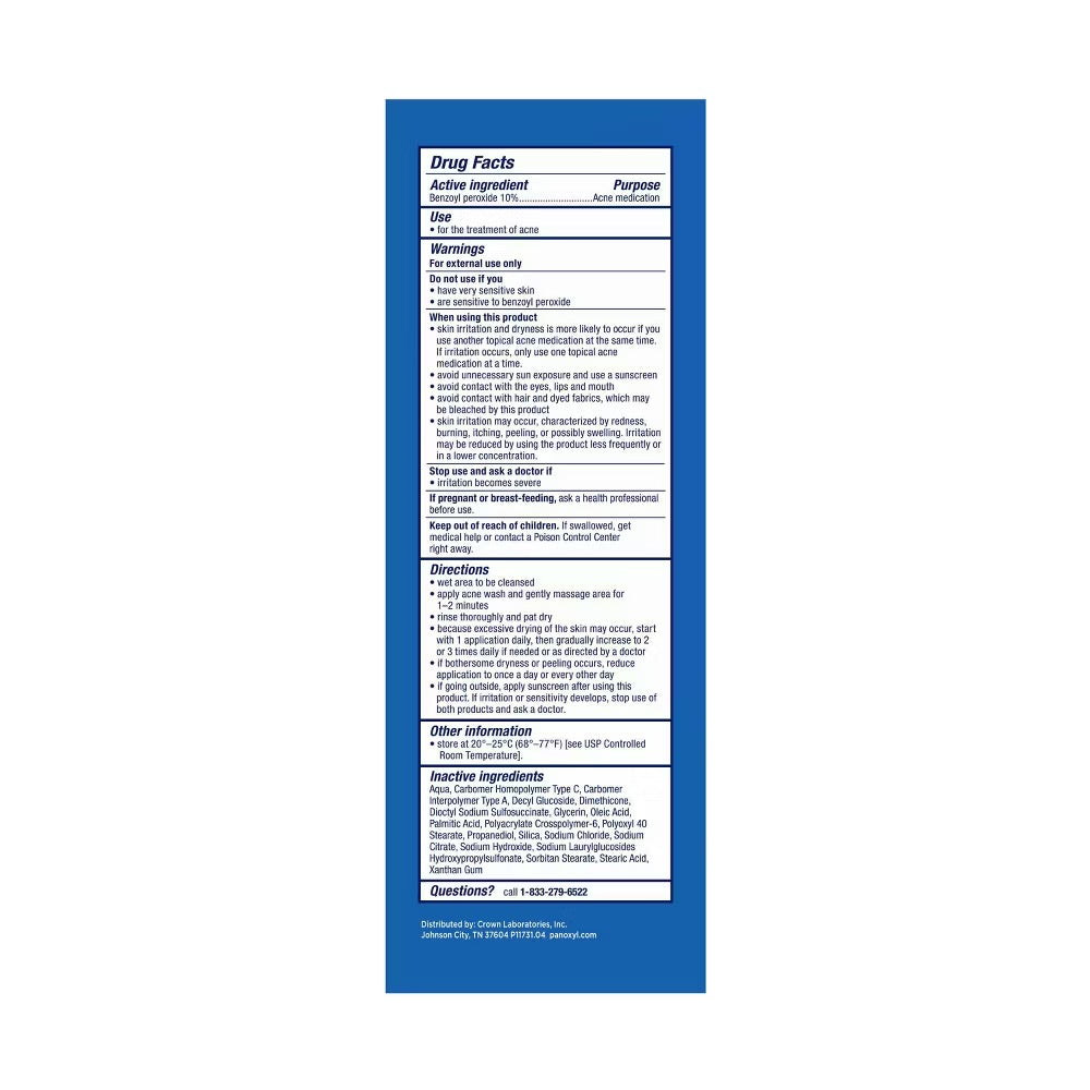 PanOxyl 10% Benzoyl Peroxide Acne Foaming Wash
