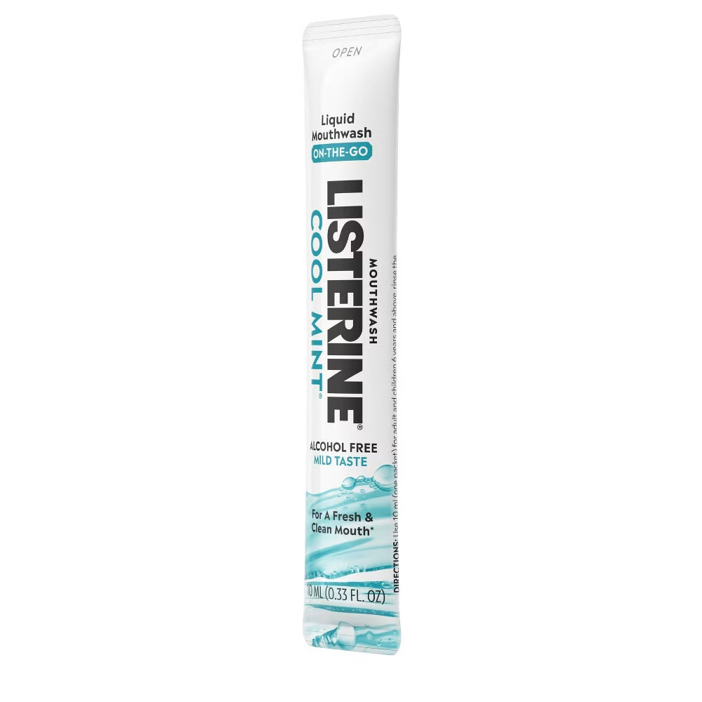Listerine On-The-Go Alcohol-Free Cool Mint Mouthwash Packets