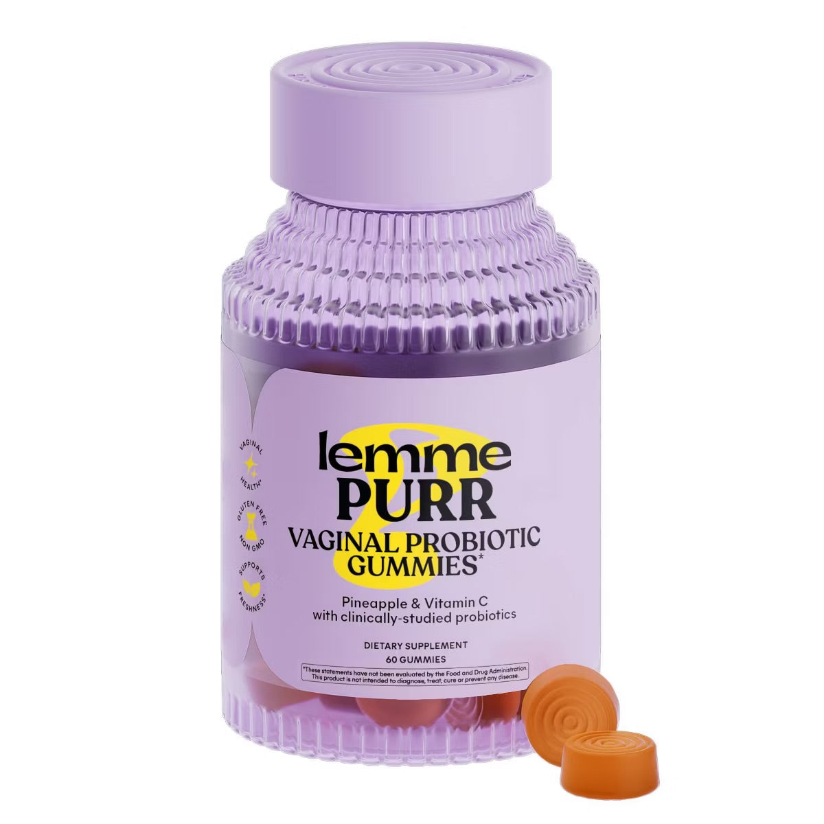 Lemme Purr Gummies – Pineapple Flavour – 60 Count